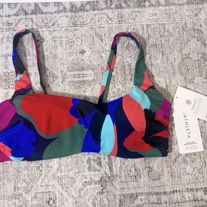 Athleta 40D/DD square neck bra cup bikini top, new with tags, multicolor, top